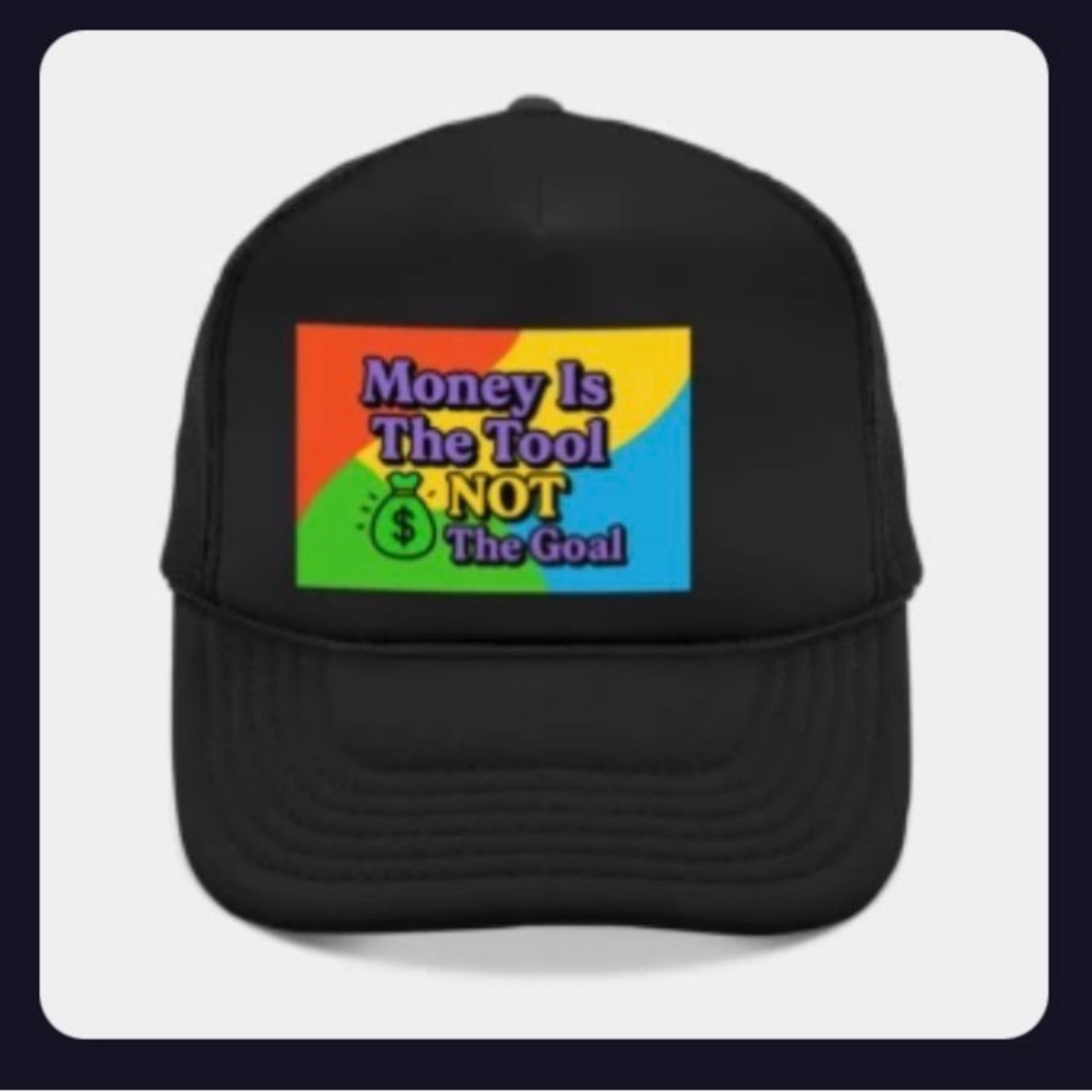 Black Trucker Hat with Colorful Money Quote